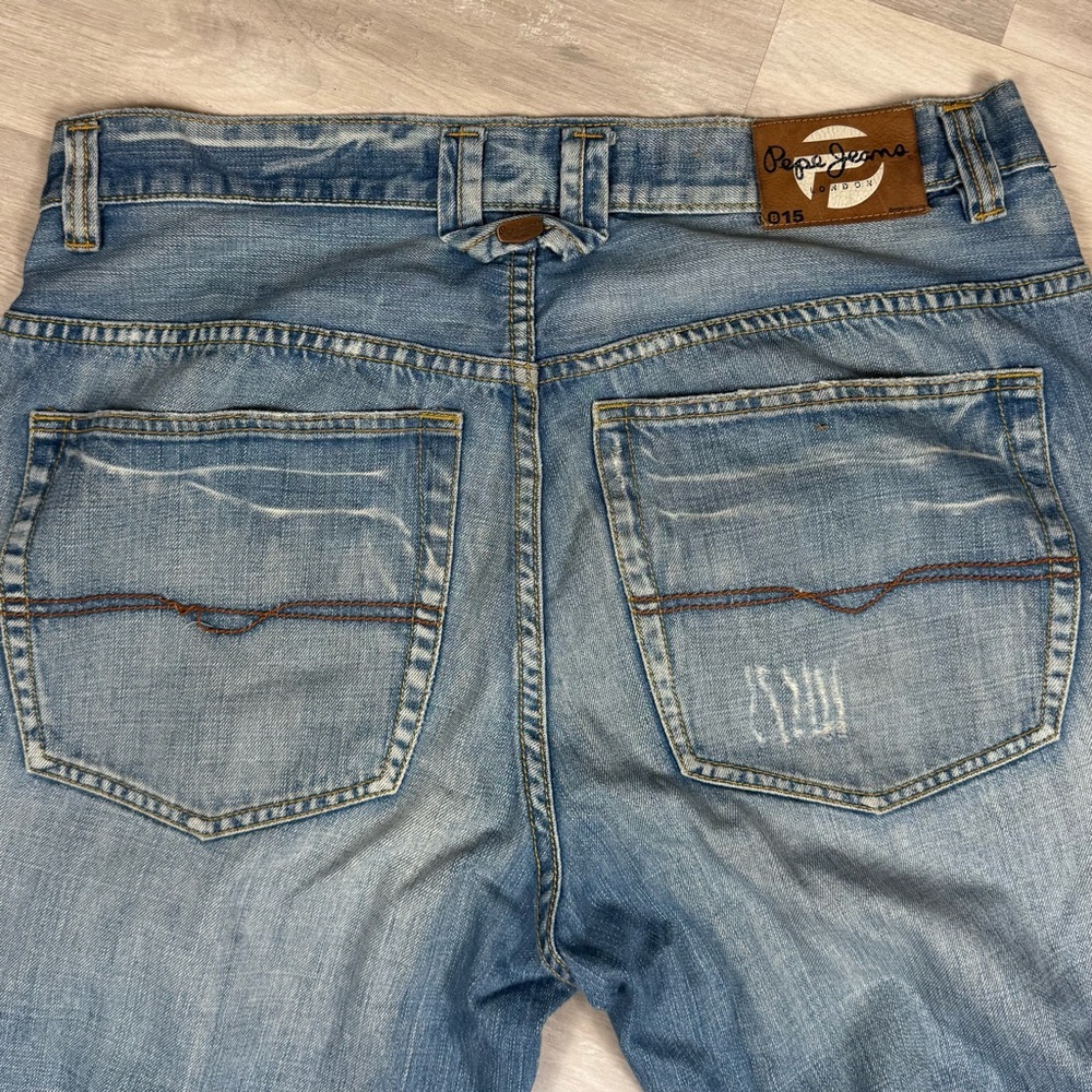 Vintage Y2K Pepe Jeans Medium Wash Baggy Loose Distressed Mens Size 36x31 Grunge - Picture 9 of 9